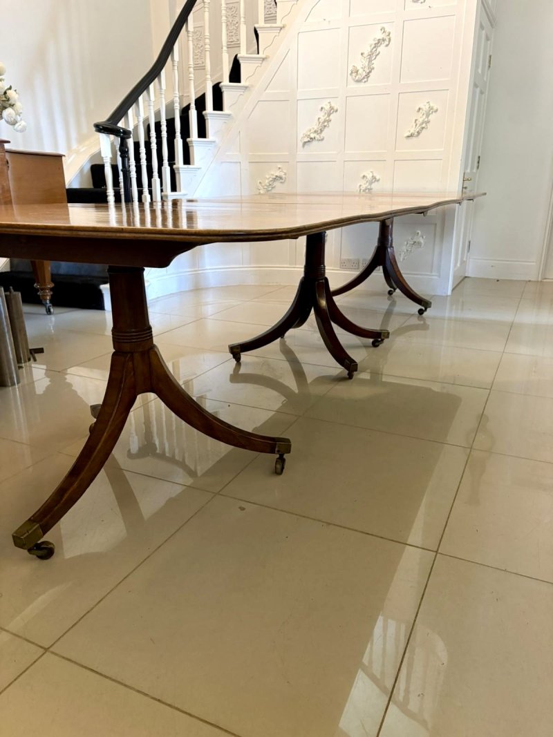 Antique Regency Mahogany 12 Seater Three Pillar Extending Dining Table - Image 11